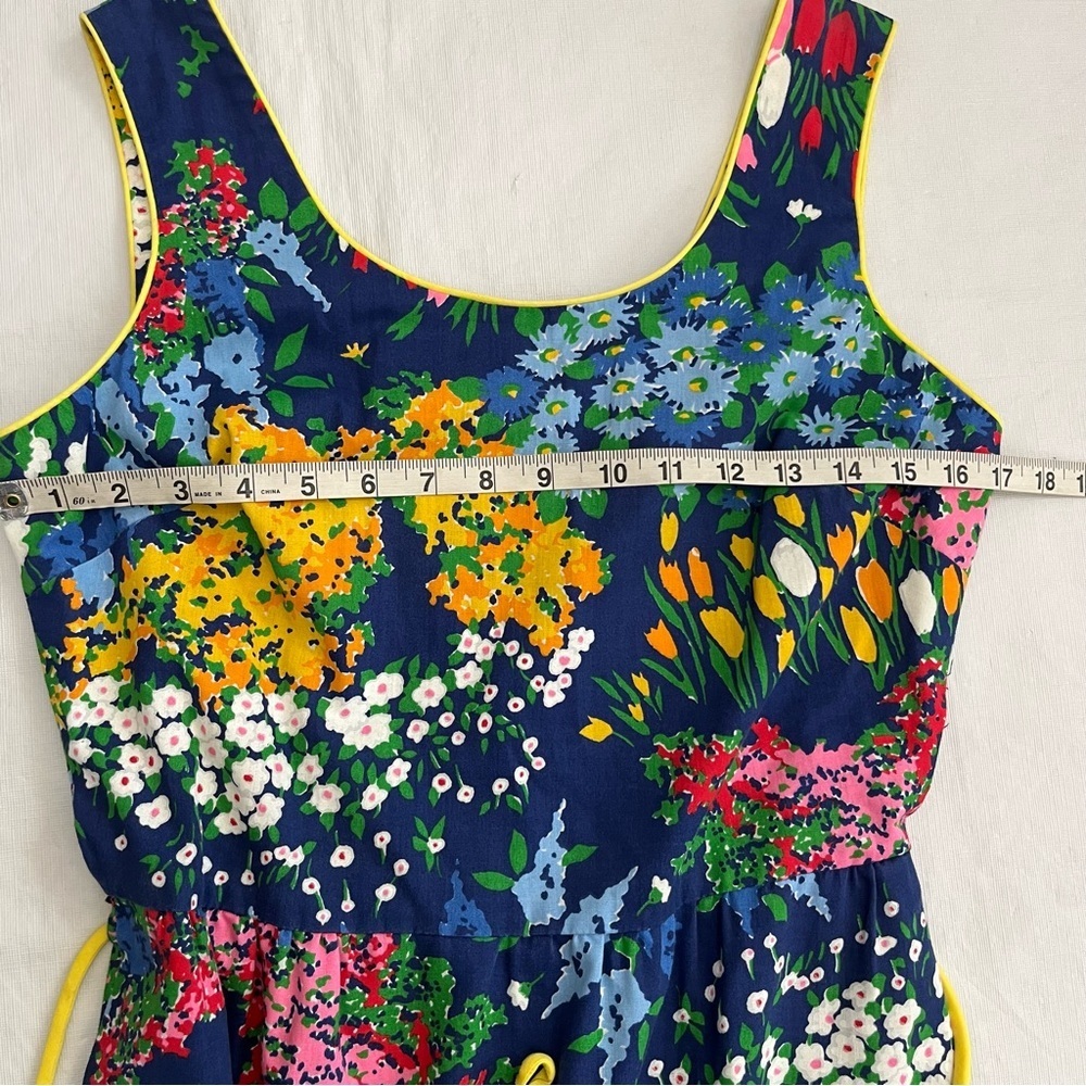 Vintage Meadowbank Blue Yellow Floral Summer Garden Dress - Picture 10 of 12